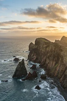Saint Lawrence Point Prints: View of Point of Saint Lawrence at dawn. Canical, Machico district, Madeira Island