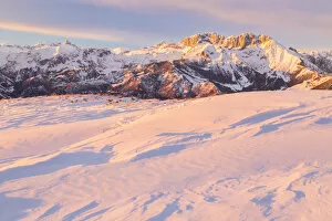 View of the Presolana during a winter sunset from Monte Pora, Val Seriana, Bergamo district