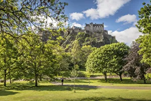 View from Princes Street Gardens to Edinburgh Castle, Edinburgh, City of Edinburgh