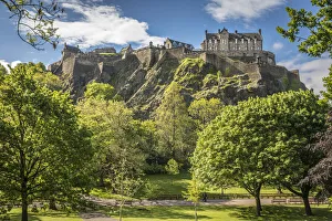 View from Princes Street Gardens to Edinburgh Castle, Edinburgh, City of Edinburgh