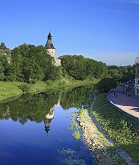 View of the Pskov kremlin from the Pskova river, Pskov, Pskov region, Russia