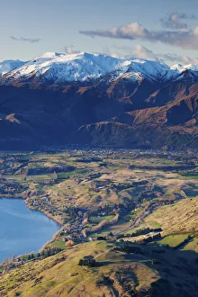 View from The Remarkables ski field towards Arrowtown, Queenstown, Central Otago