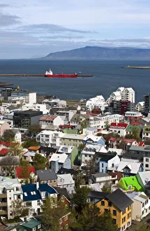 View of Reykjavik from the top of Hallgrimskirkja cathedral, Iceland