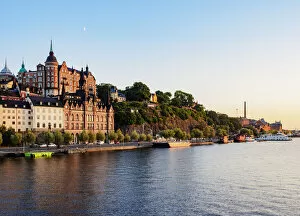 Baltic Collection: View over Riddarfjarden towards Sodermalm at sunset, Stockholm, Stockholm County, Sweden