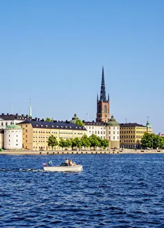 View towards the Riddarholmen Church, Stockholm, Stockholm County, Sweden