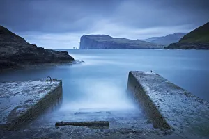 View towards Risin og Kellingin from Tjornuvik, Isle of Streymoy, Faroe Islands. Spring