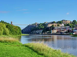 Avon Prints: View over River Avon towards Clifton Suspension Bridge, Bristol, England, United Kingdom