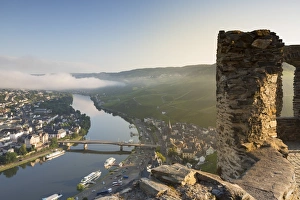 View of River Moselle and Bernkastel-Kues, Rhineland-Palatinate, Germany