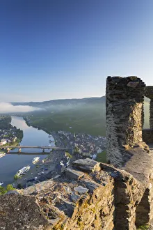 Mosel Weinstrasse Prints: View of River Moselle and Bernkastel-Kues, Rhineland-Palatinate, Germany