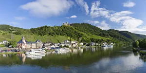 Mosel Weinstrasse Prints: View of River Moselle and Bernkastel-Kues, Rhineland-Palatinate, Germany