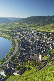 Slopes Prints: View of River Moselle, Bremm, Rhineland-Palatinate, Germany