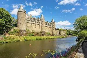 Morbihan Prints: View over the River Oust to the Chateau de Josselin, Morbihan, Brittany, France