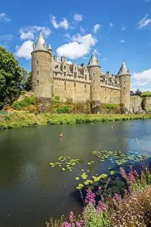 Morbihan Prints: View over the River Oust to the Chateau de Josselin, Morbihan, Brittany, France