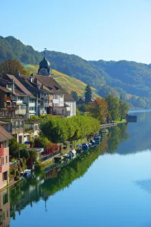 River Rhine Prints: View at river Rhine with Eglisau, Zurich, Switzerland