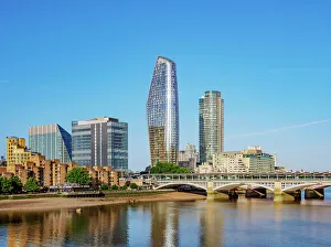 View over the River Thames towards the One Blackfriars and South Bank Tower, London, England, United Kingdom