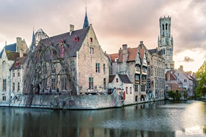 View from the Rozenhoedkaai, Bruges, Belgium, Europe
