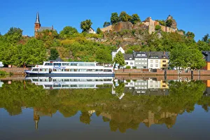 Saar Prints: View at Saarburg with Saarburg castle and river Saar, Rhineland-Palatinate, Germany