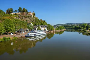 View at Saarburg with Saarburg castle and river Saar, Rhineland-Palatinate, Germany