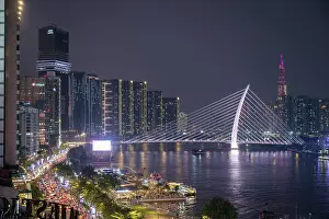 Saigon Prints: View of Saigon River at night, Dong Khoi, Saigon, Ho Chi Minh City, Vietnam