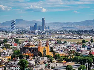Puebla State Prints: View towards the San Andres Apostol Church, Cholula, Puebla State, Mexico