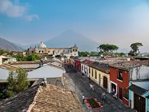 Volcanoes Prints: View towards the San Francisco the Great Sanctuary and Agua Volcano