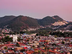 Chiapas Prints: View towards the Santa Lucia Church at dusk