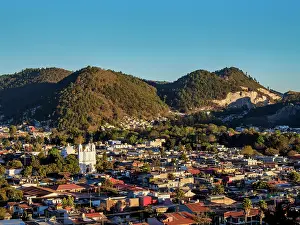 Chiapas Prints: View towards the Santa Lucia Church at sunset