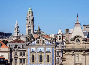 View towards Santo Antonio dos Congregados Church and City Hall Tower, Porto, Portugal