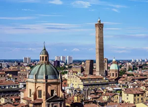Images Dated 15th July 2019: View towards Santuario di Santa Maria della Vita and Asinelli Tower, Bologna