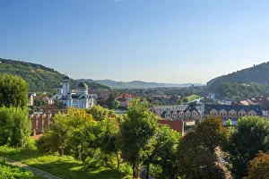 Siebenburgen Prints: View over Sighisoara in morming light, Transylvania, Romania