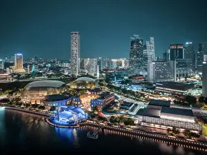 Concept Prints: View of Singapore City skyline at night, Singapore, Asia