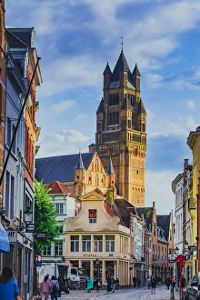 Images Dated 25th November 2019: View of the Sint Salvator Cathedral at sunset in Bruges, Belgium