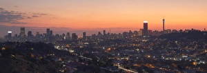 View of skyline at sunset, Johannesburg, Gauteng, South Africa