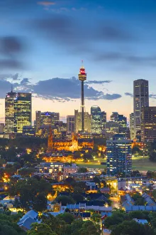 View of skyline at sunset, Sydney, New South Wales, Australia