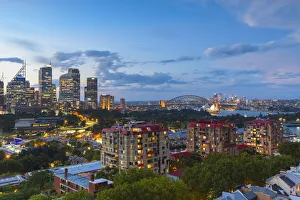View of skyline at sunset, Sydney, New South Wales, Australia