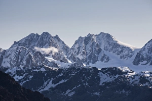 Images Dated 6th June 2017: View of the snowy peak Bernina and peak Roseg at summer Malenco Valley Valtellina