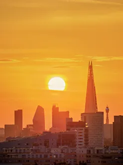 Southwark Prints: View towards Southwark and The Shard at sunset, London, England, United Kingdom