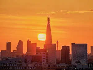 Southwark Prints: View towards Southwark and The Shard at sunset, London, England, United Kingdom