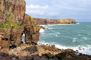 Rock Arch Prints: View towards St Govan's Head, Pembrokeshire, Wales