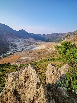View towards the Stefanos Volcano Crater, Nisyros Island, Dodecanese, Greece
