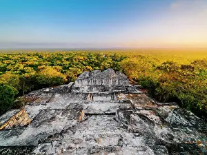 State Of Campeche Prints: View from the top of Structure II at sunrise