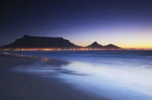 Natural Wonder Collection: View of Table Mountain at dusk from Milnerton beach, Cape Town, Western Cape, South