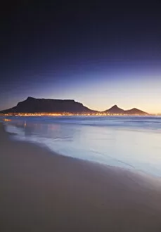 Natural Wonder Collection: View of Table Mountain at sunset from Milnerton beach, Cape Town, Western Cape, South