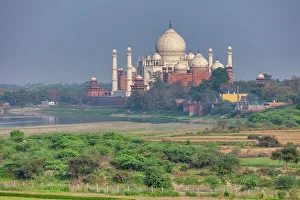 Agra Prints: View of Taj Mahal from Agra Fort, Agra, Uttar Pradesh, India
