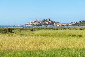 Grosseto Prints: View at Talamone with castle, Orbetello, Grosseto, Maremma, Tuscany, Italy