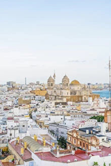 Images Dated 22nd May 2023: The view from Tavira Tower towards Cadiz Cathedral, Cadiz, Andalusia, Spain