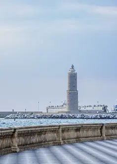 Belvedere Prints: View over Terrazza Mascagni towards Fanale dei pisani Lighthouse, Livorno, Tuscany, Italy