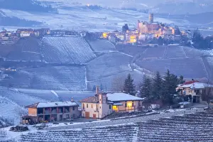 View of the town and castle of Castiglione Falletto from Serralunga d