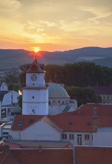 Town Gate Prints: View of town gate at sunset, Trencin, Trencin Region, Slovakia