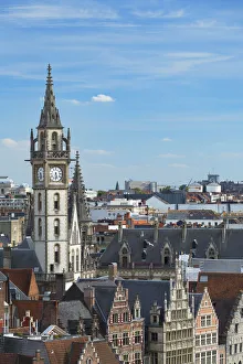 View of Town Hall and historic centre, Ghent, Flanders, Belgium